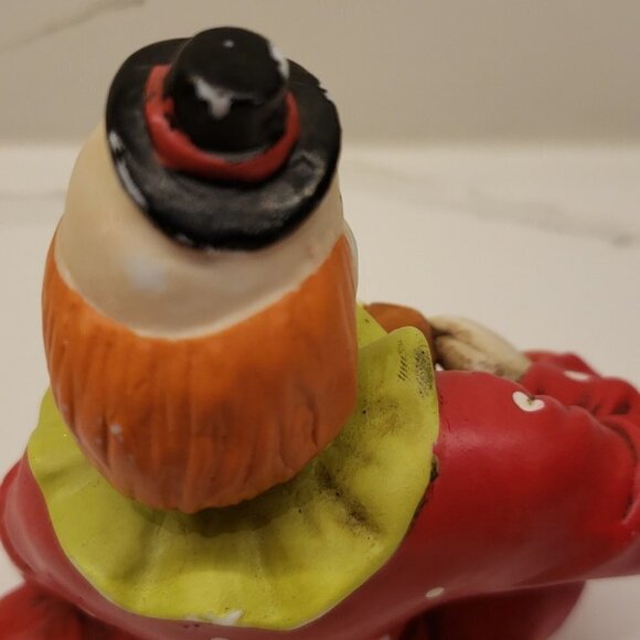 Vintage Ceramic clown playing harmonica red white dots figurine 5"tall - Picture 7 of 11